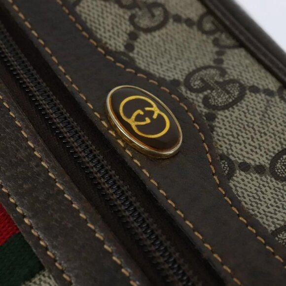 GUCCI GG Supreme Web Sherry Line Shoulder Bag PVC Beige Gold 010 378 Auth 147769 - Picture 11 of 16